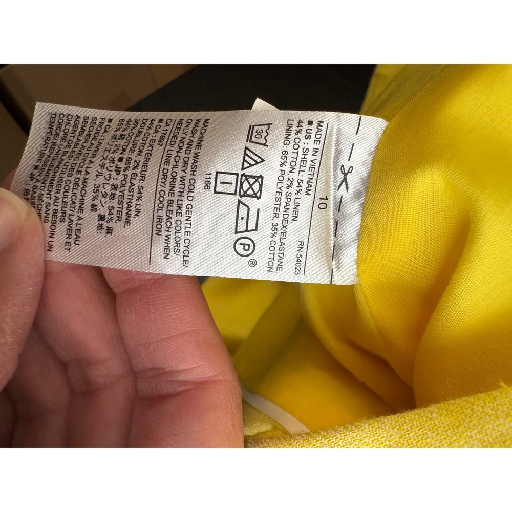 Banana Republic Blazer Womens 10 Yellow Stretch Linen Single Button Professional - Picture 9 of 11